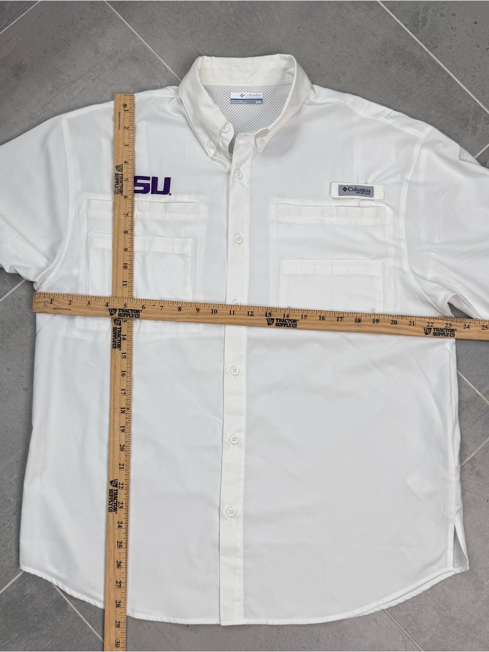 Columbia Men's LSU Tigers PFG Tamiami Shirt - Size Medium White Vented - Picture 5 of 13